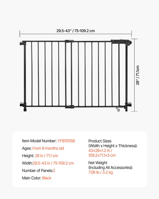 SucceBuy Adjustable Baby Gate for Child and Pet Safety Easy Step Walk No Threshold