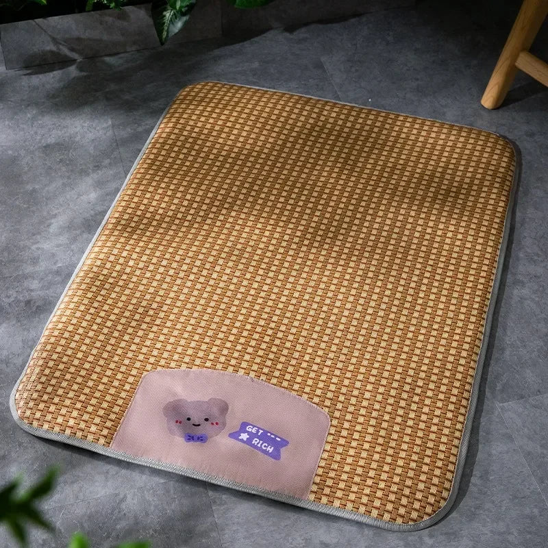 Cool Rattan Mat For Dogs And Cats Breathable Bed For Spring And Summer