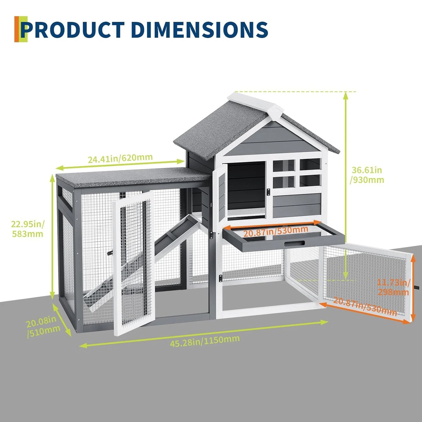 Rabbit Hutch Indoor Outdoor Two Story Cage