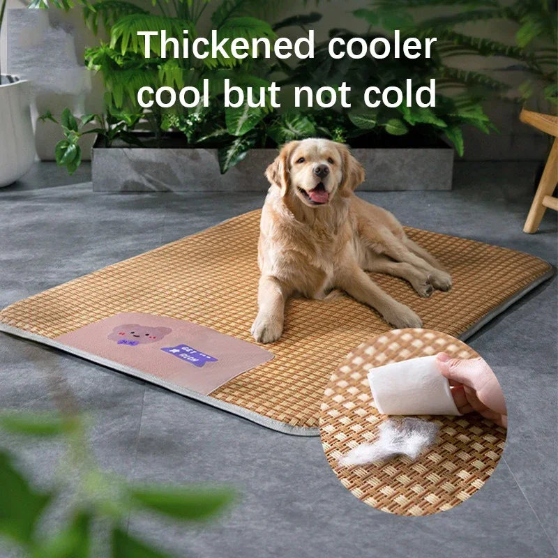 Cool Rattan Mat For Dogs And Cats Breathable Bed For Spring And Summer