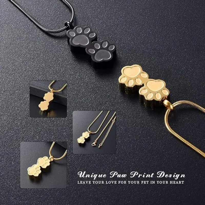 Pet Ashes Necklace Cat And Dog Claw Print Commemorative Box