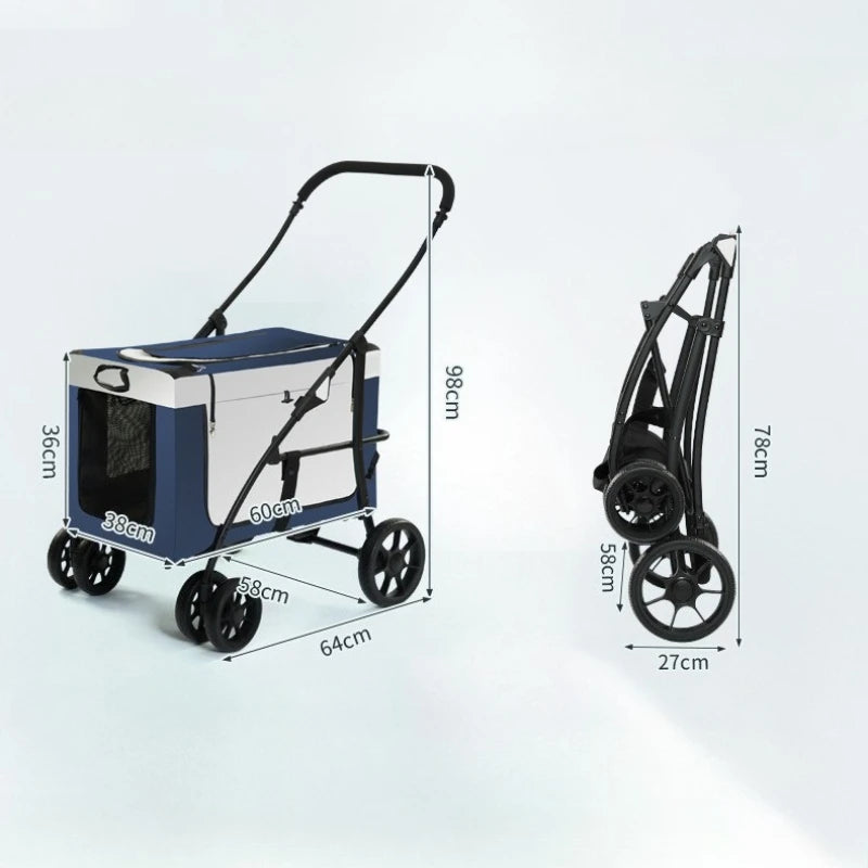 Large Space Breathable Pet Stroller for Medium Dogs 20kg Capacity