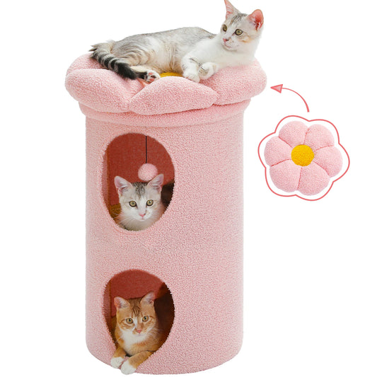 Pawz Road Two Storey Cat House with Removable Flower Bed Cute Cat Cave Condo