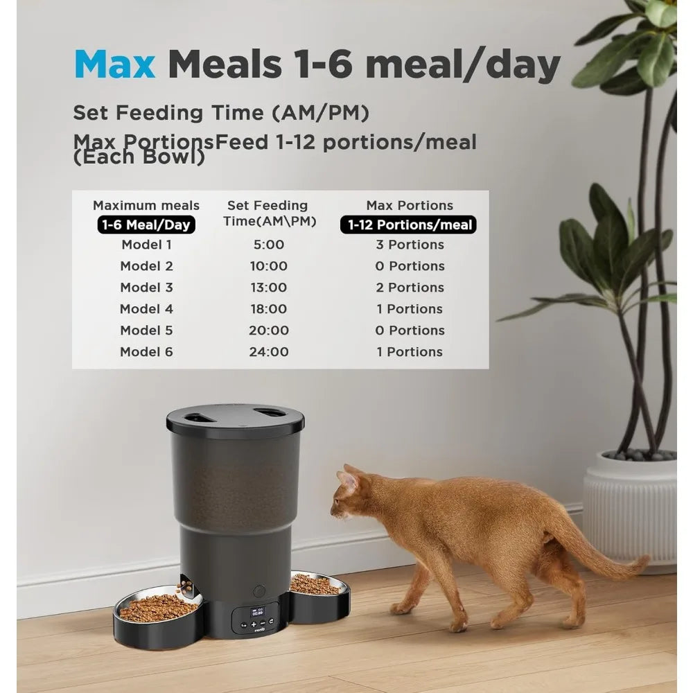 5L Automatic Cat Feeder for Two Cats with Programmable Meals