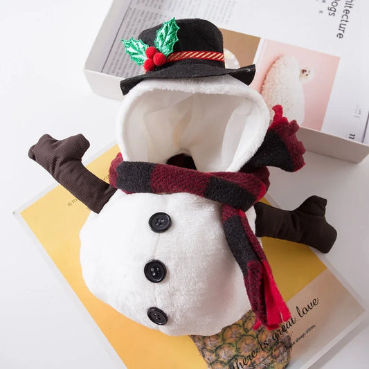Christmas Snowman Dog Costume Winter Warm Puppy Cat Apparel for Small Medium Dogs Holiday Party Clothes
