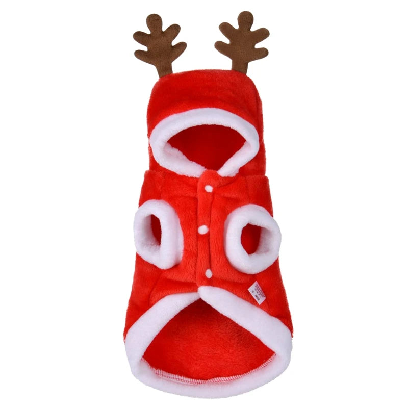 Hooded Christmas Jumpsuit for Dogs Pet Elk Warm Autumn Winter Puppy Jacket Coat