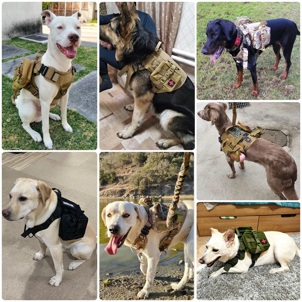 Large Dog Harness Collar Leash Set Tactical Vest for Training