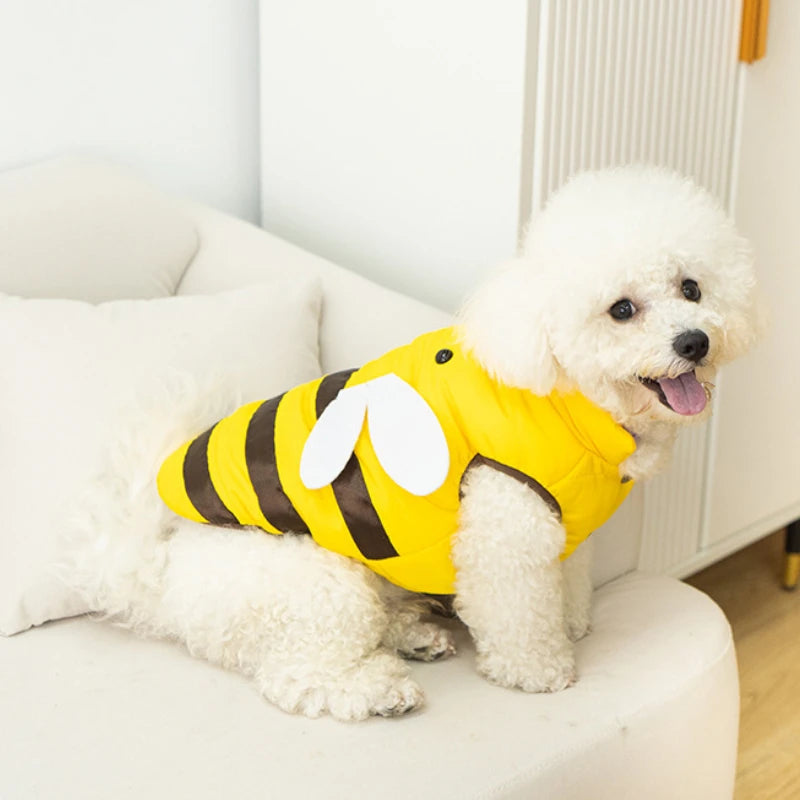 Dog Clothes Cat Clothes Bee Design Four Seasons Warm Waterproof Pet Jacket