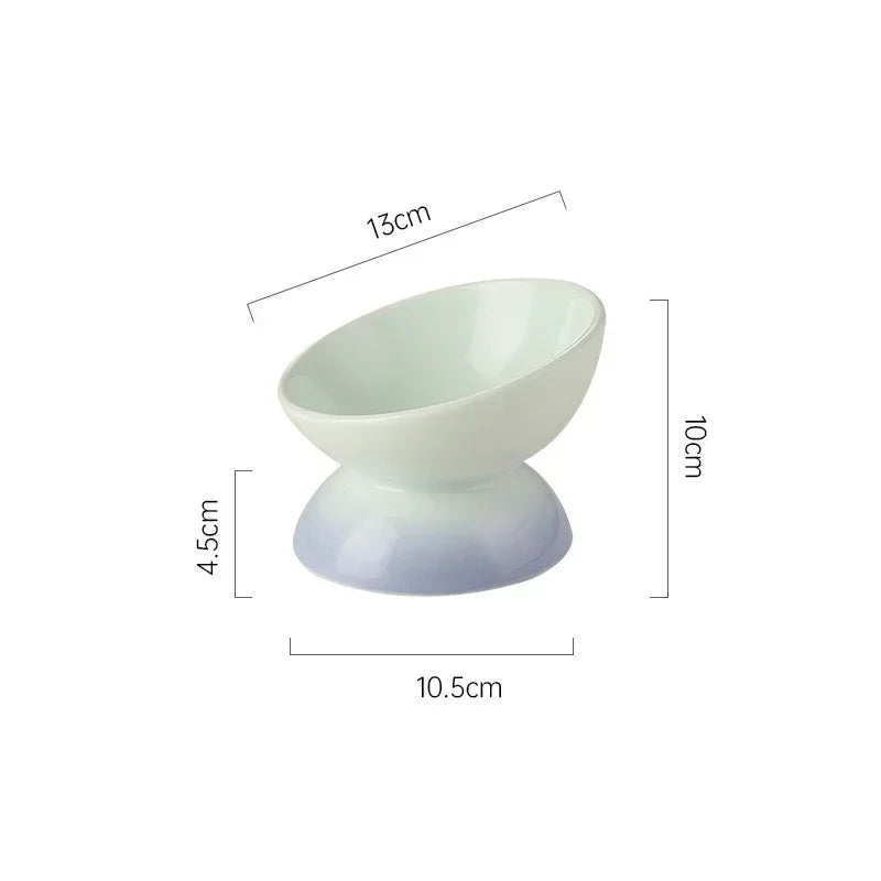 Tilted Ceramic Pet Bowl for Cats and Dogs Raised Feeding Station