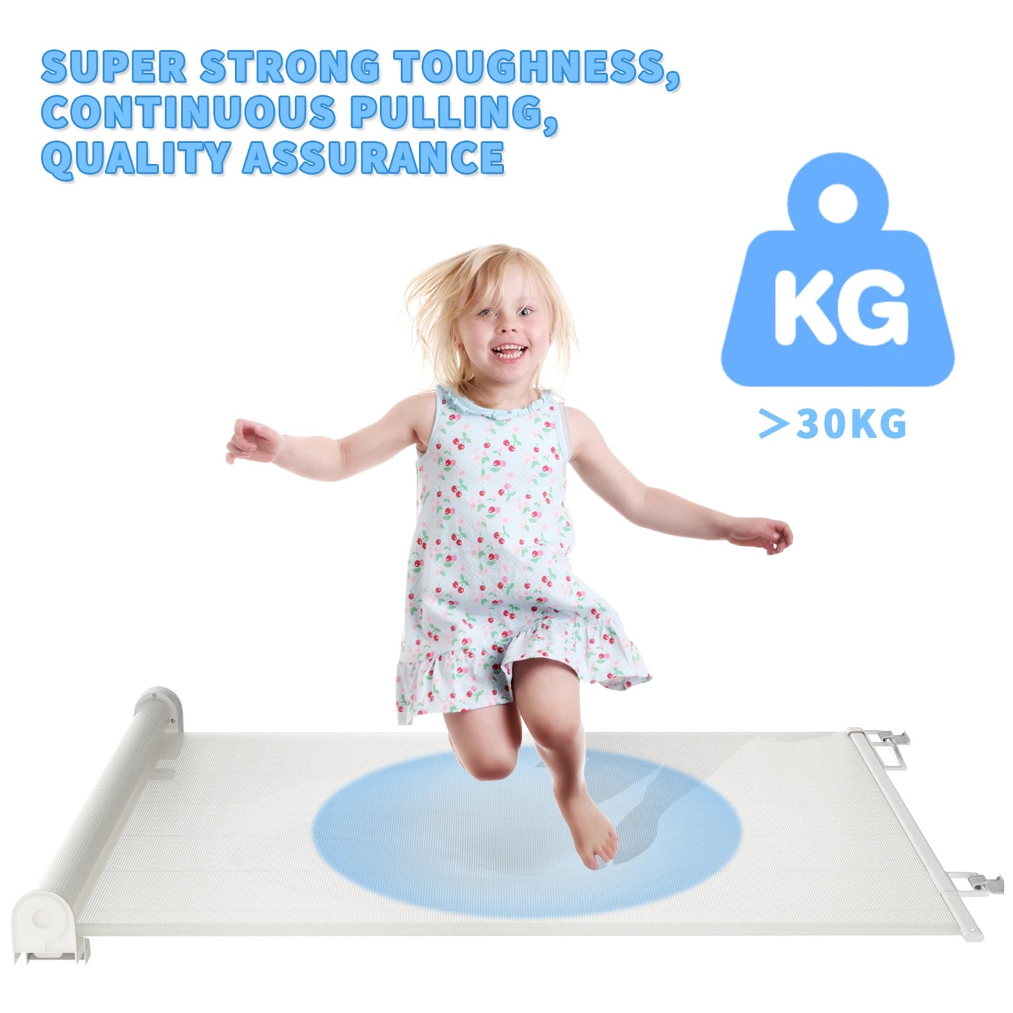 Extra Wide Retractable Dog Gate for Kids and Pets in White
