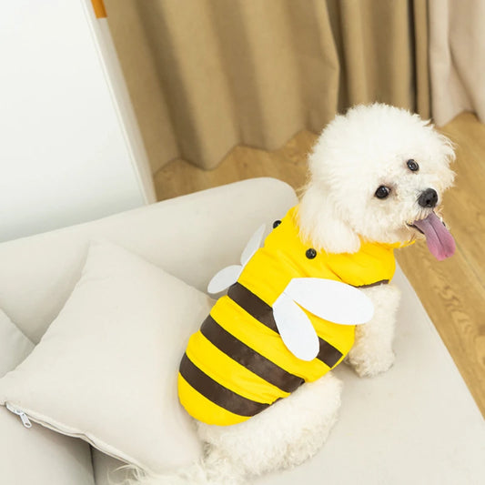 Dog Clothes Cat Clothes Bee Design Four Seasons Warm Waterproof Pet Jacket