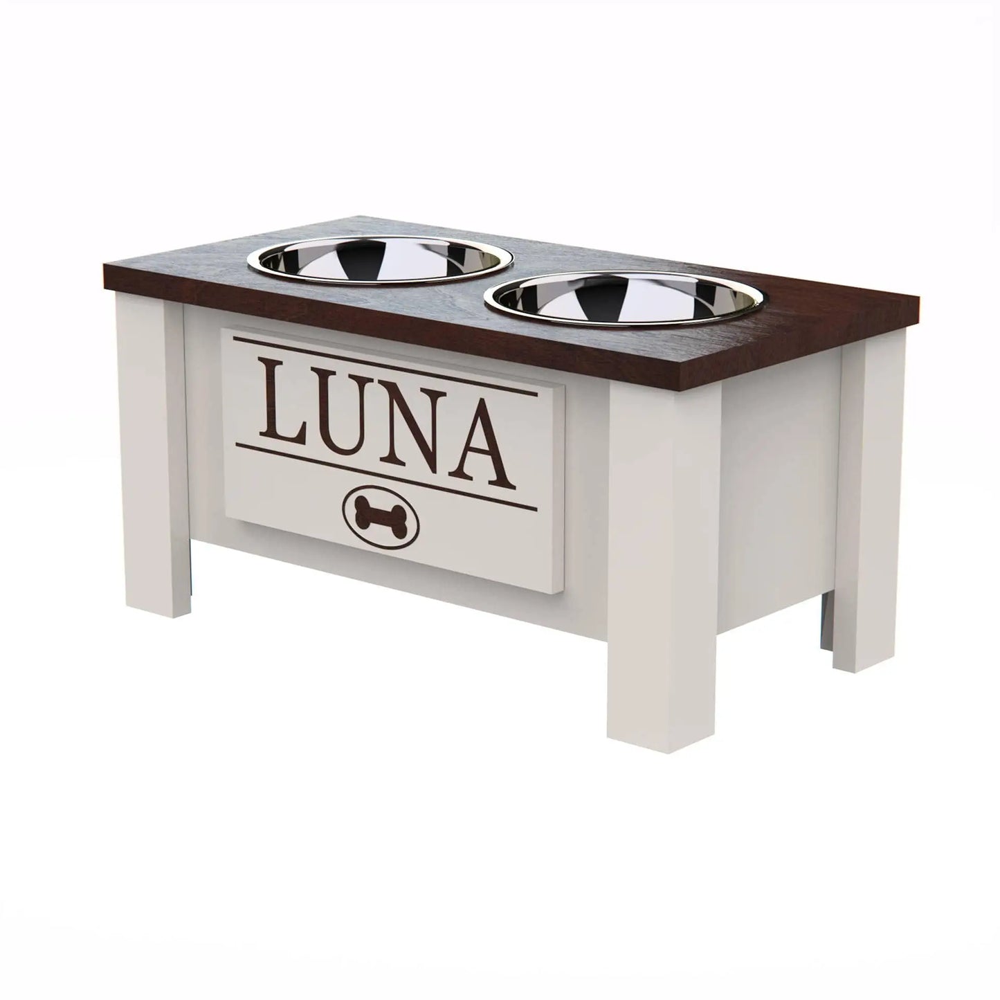 Elevated Dog Bowl Stand with Storage and Stainless Steel Dishes