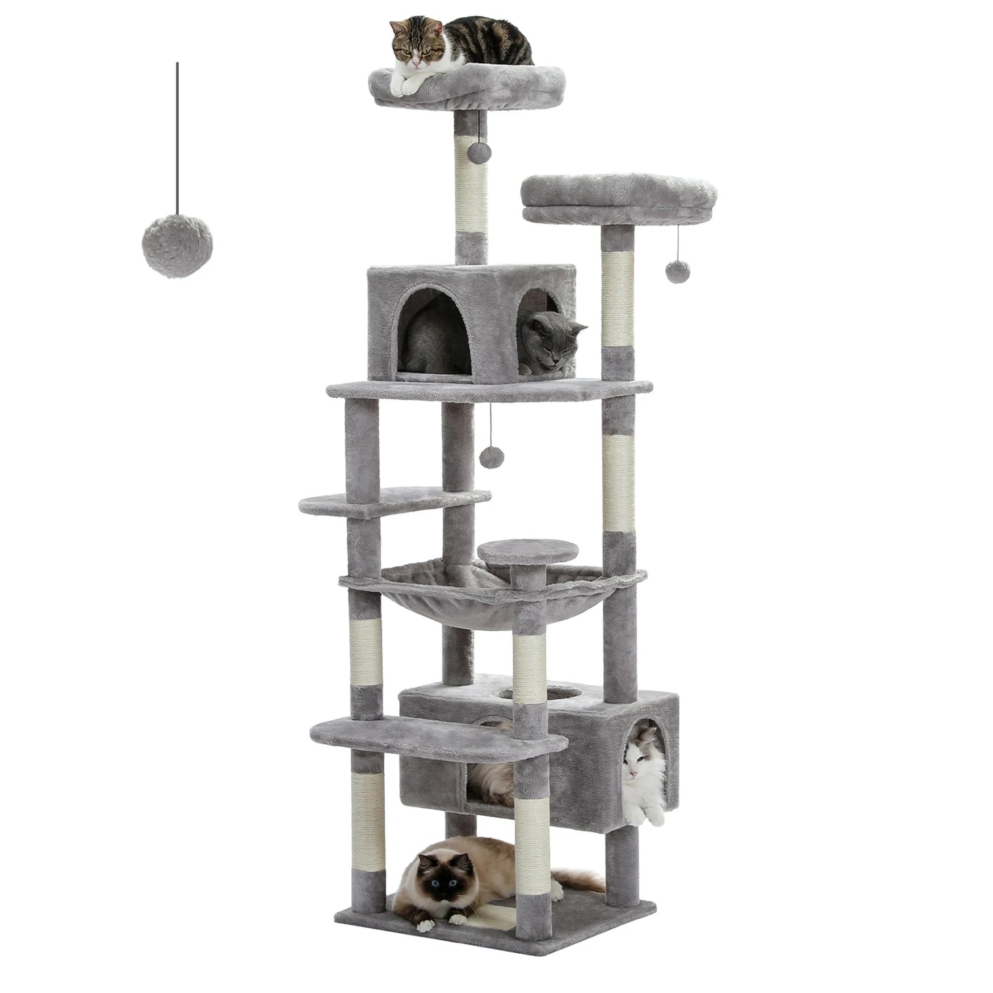 PAWZ Road Large Cat Tree and Tower for Indoor Cats with Scratching Posts and Spacious Hammock