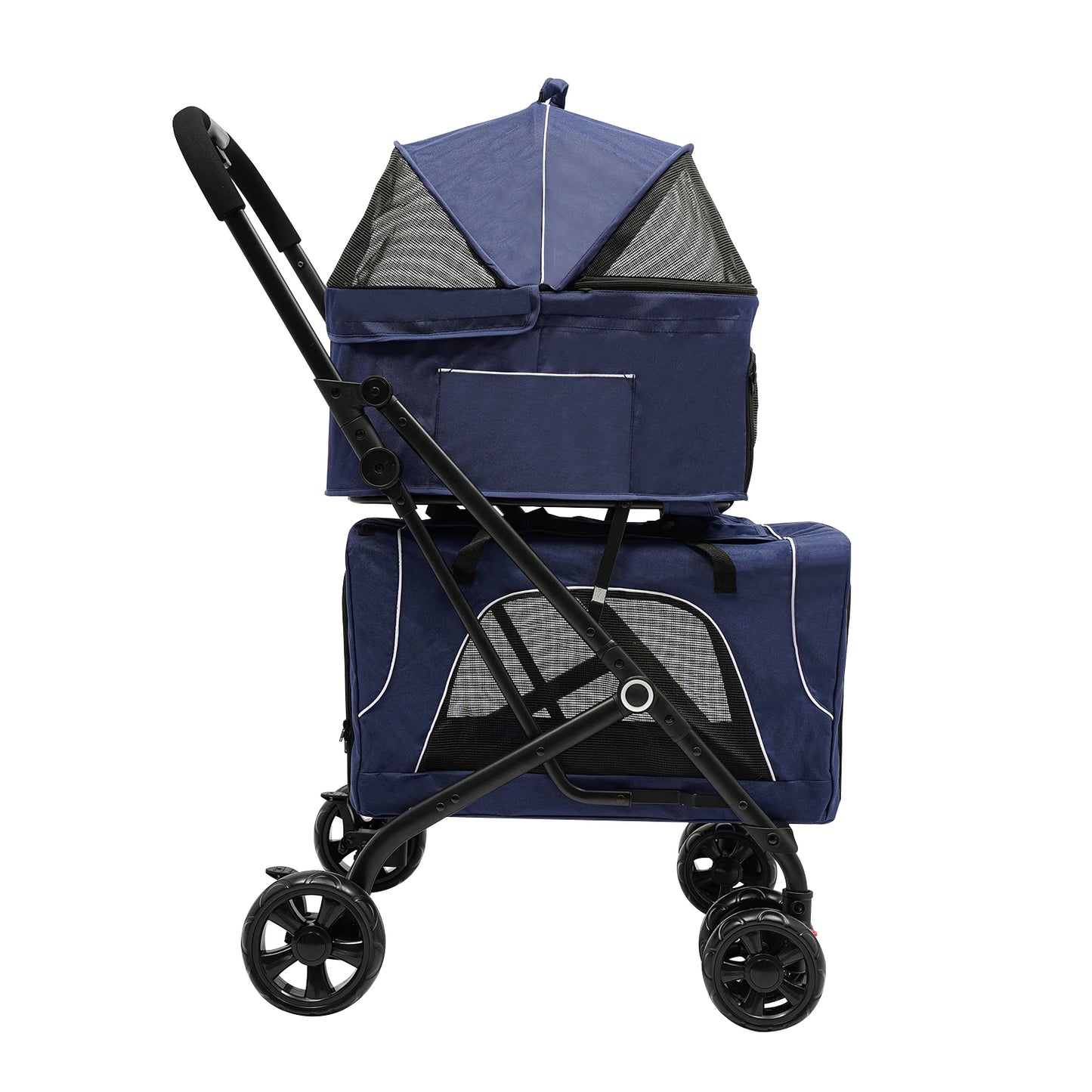 Breed Foldable Pet Stroller Travel With Storage Basket