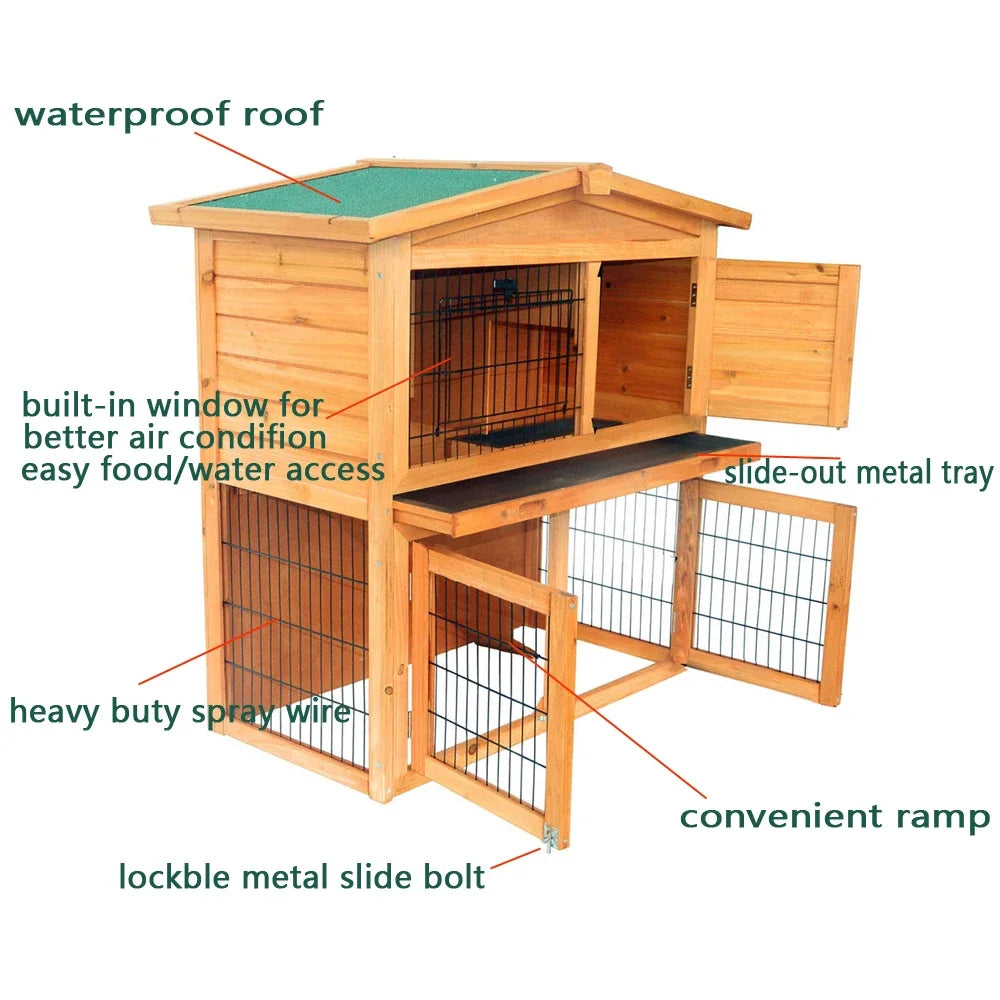 40 Inch Triangle Roof Waterproof Rabbit Hutch Chicken Coop