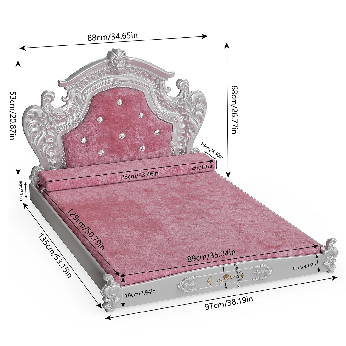 Bingopaw Luxury Pet Bed With Headboard European Style