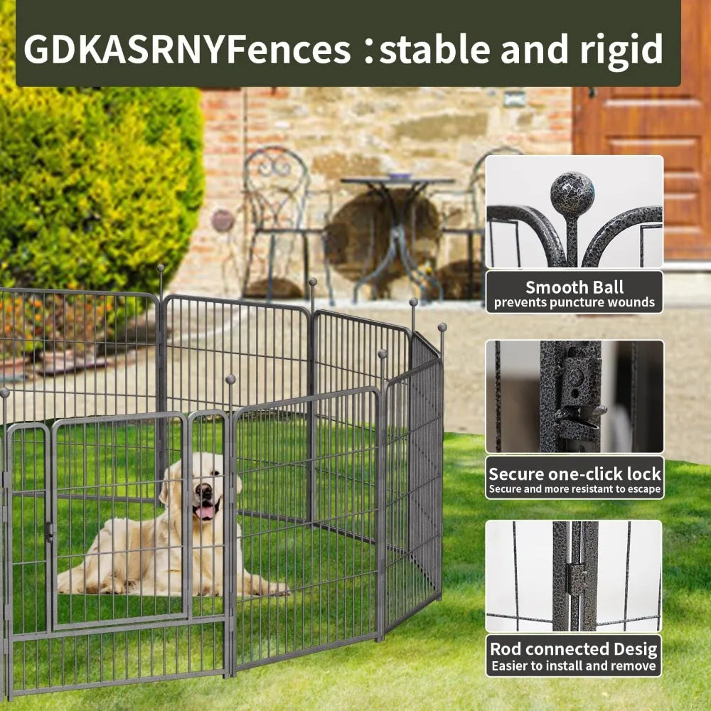 Dog Playpen 32 40 45 Inch Height Heavy Duty Folding Indoor Outdoor Anti Rust Dog Exercise Fence Portable Pet Playpen