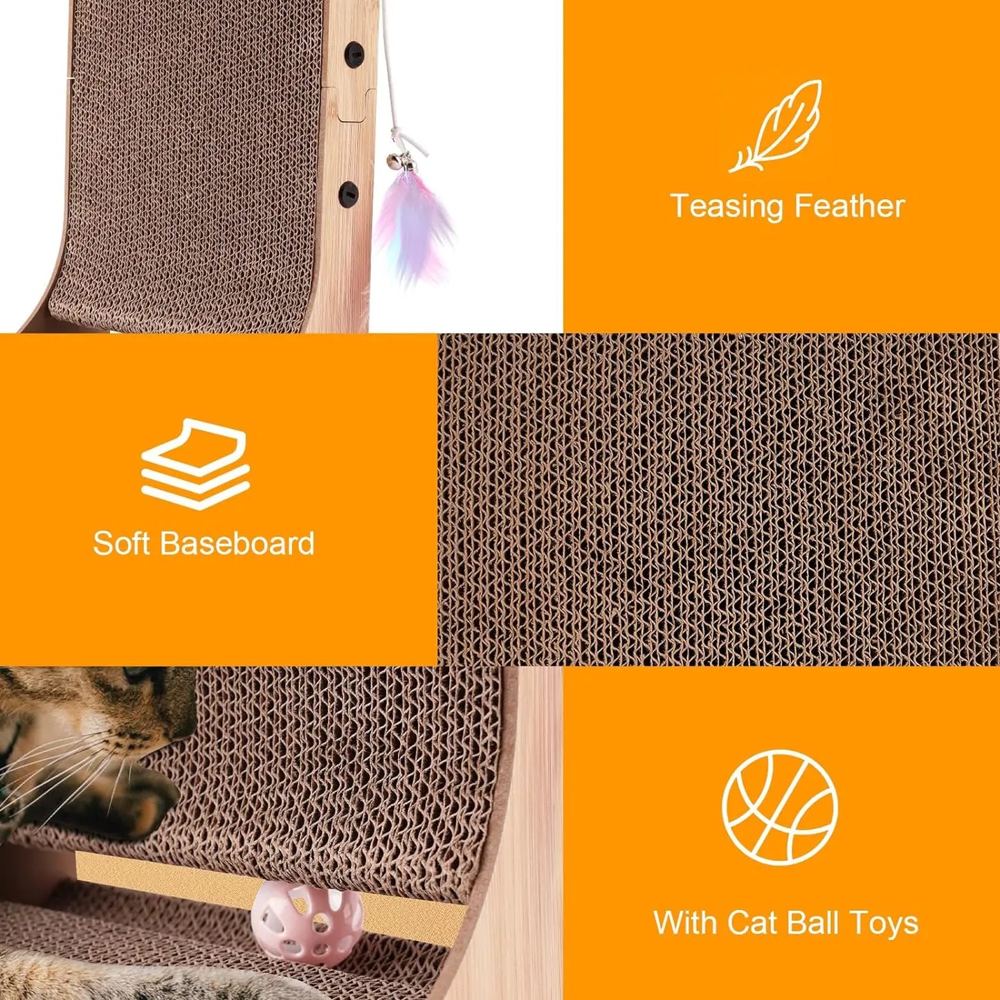 L Shape Cat Scratcher 23.6 Inch Cardboard Scratch Pad for Cats