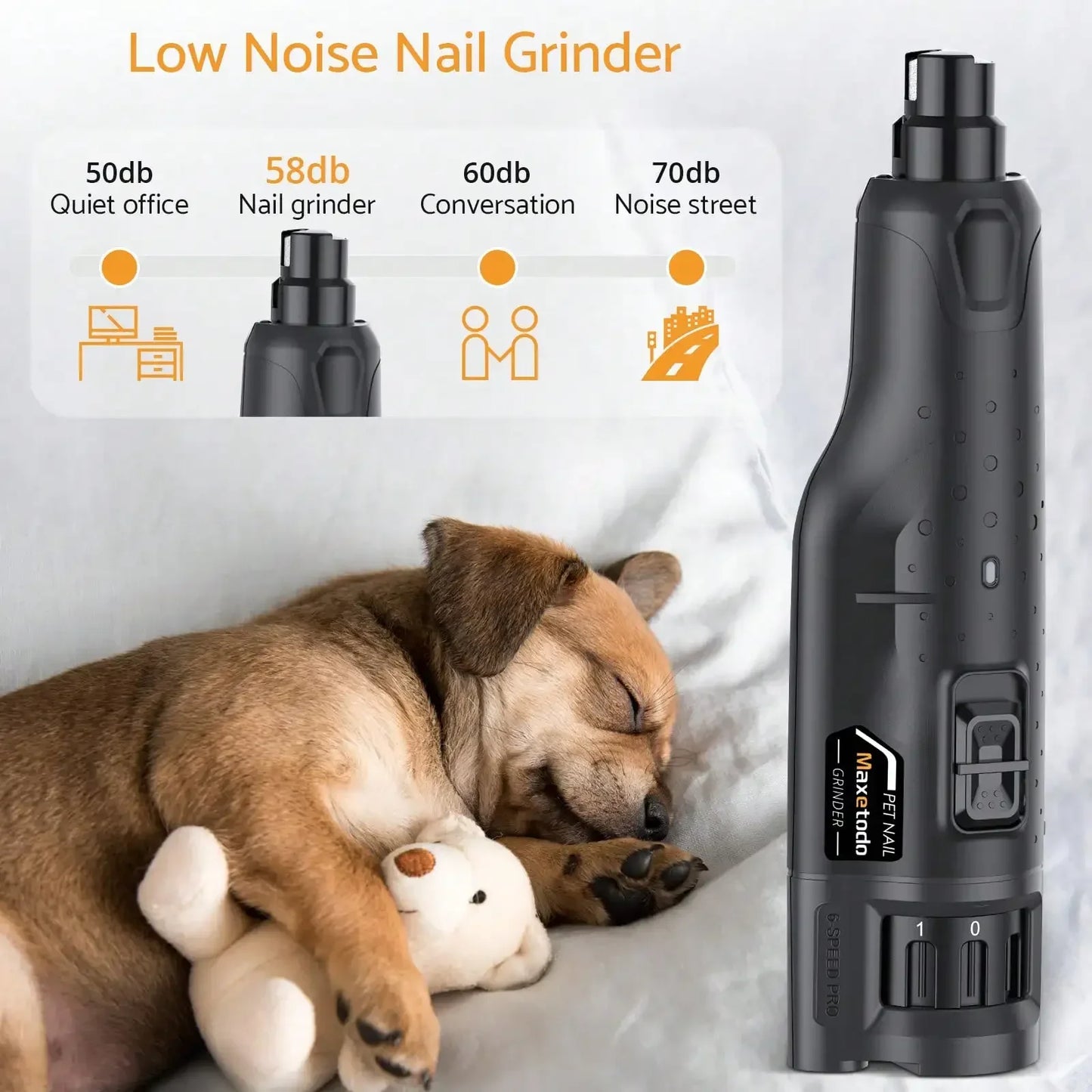 Hign-concerned USB Rechargeable 6 Speed Dog Nail Grinder