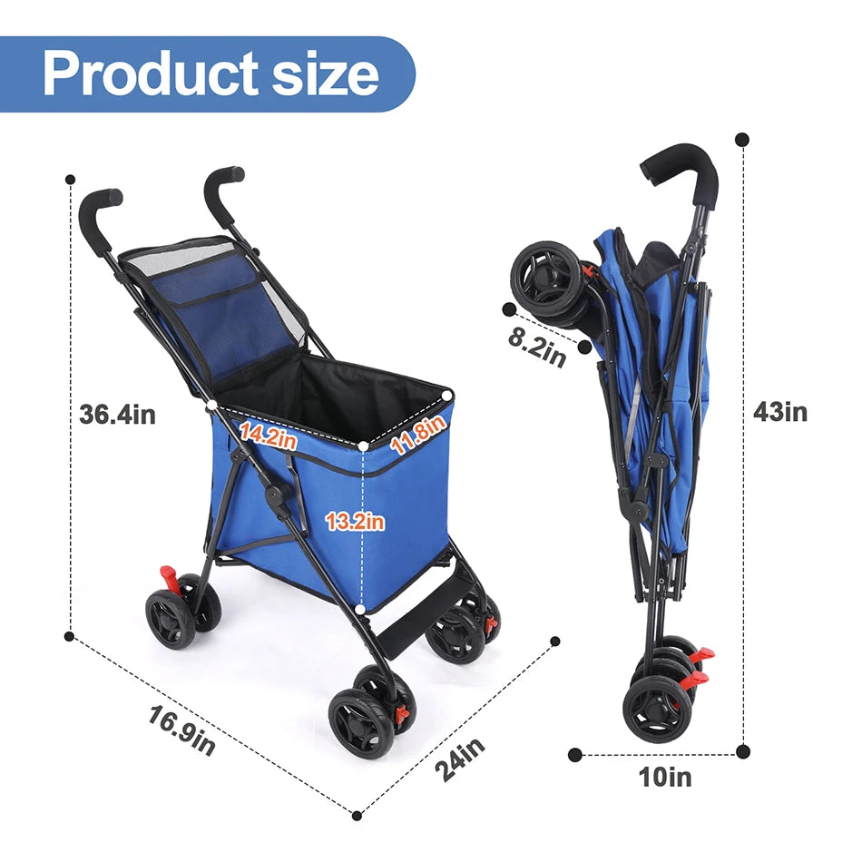 Waterproof Pet Stroller for Dogs and Cats Folding Travel Carrier