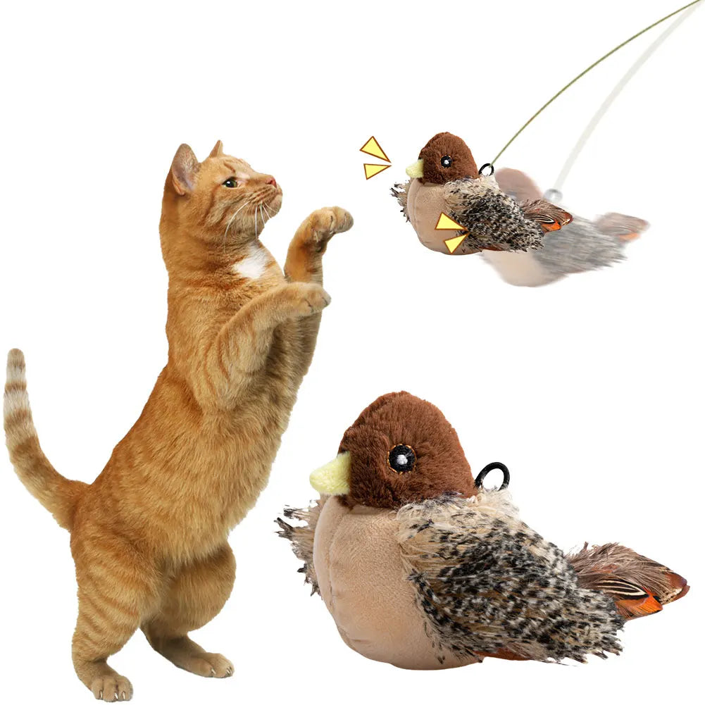 Interactive Flapping Bird Cat Toy Electric Plush Squeaky Fun