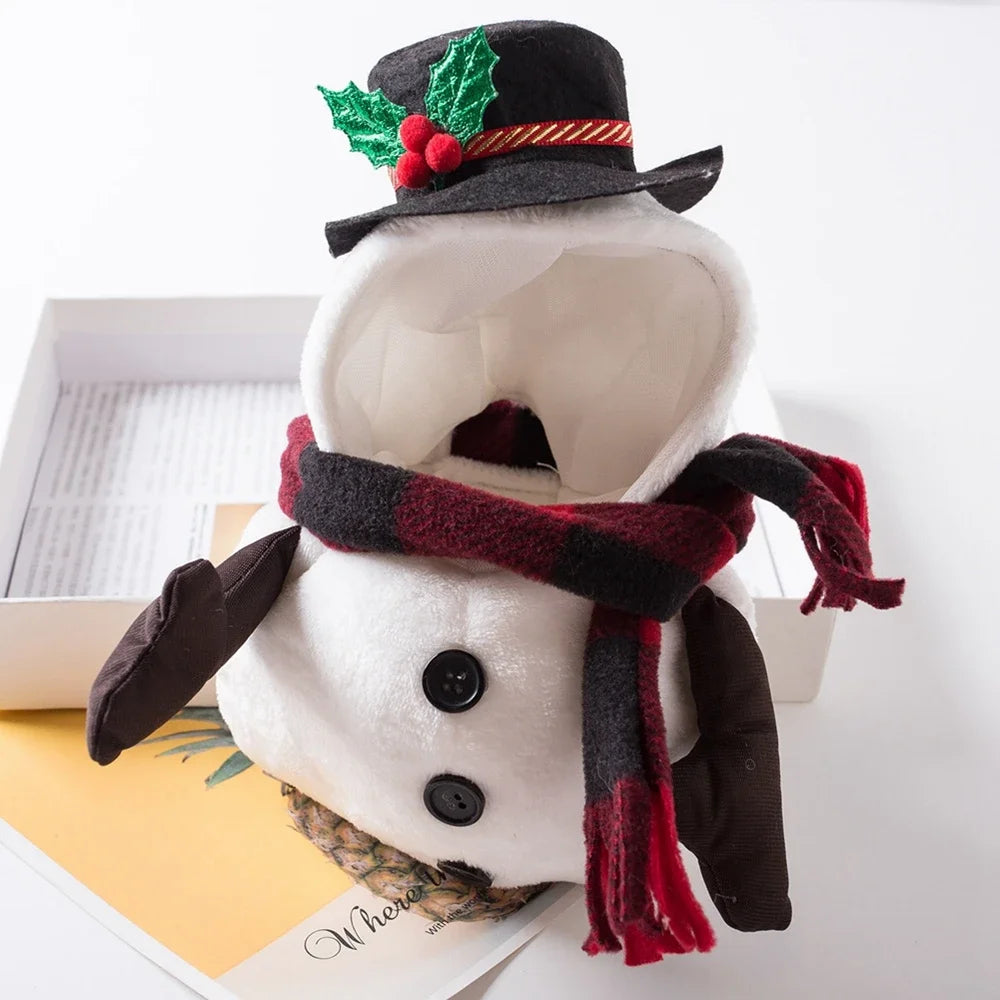 Christmas Snowman Dog Costume Winter Warm Puppy Cat Apparel for Small Medium Dogs Holiday Party Clothes