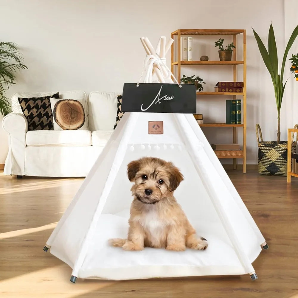 Hign-Concerned Teepee Pet Tent Cat Bed With Thick Cushion