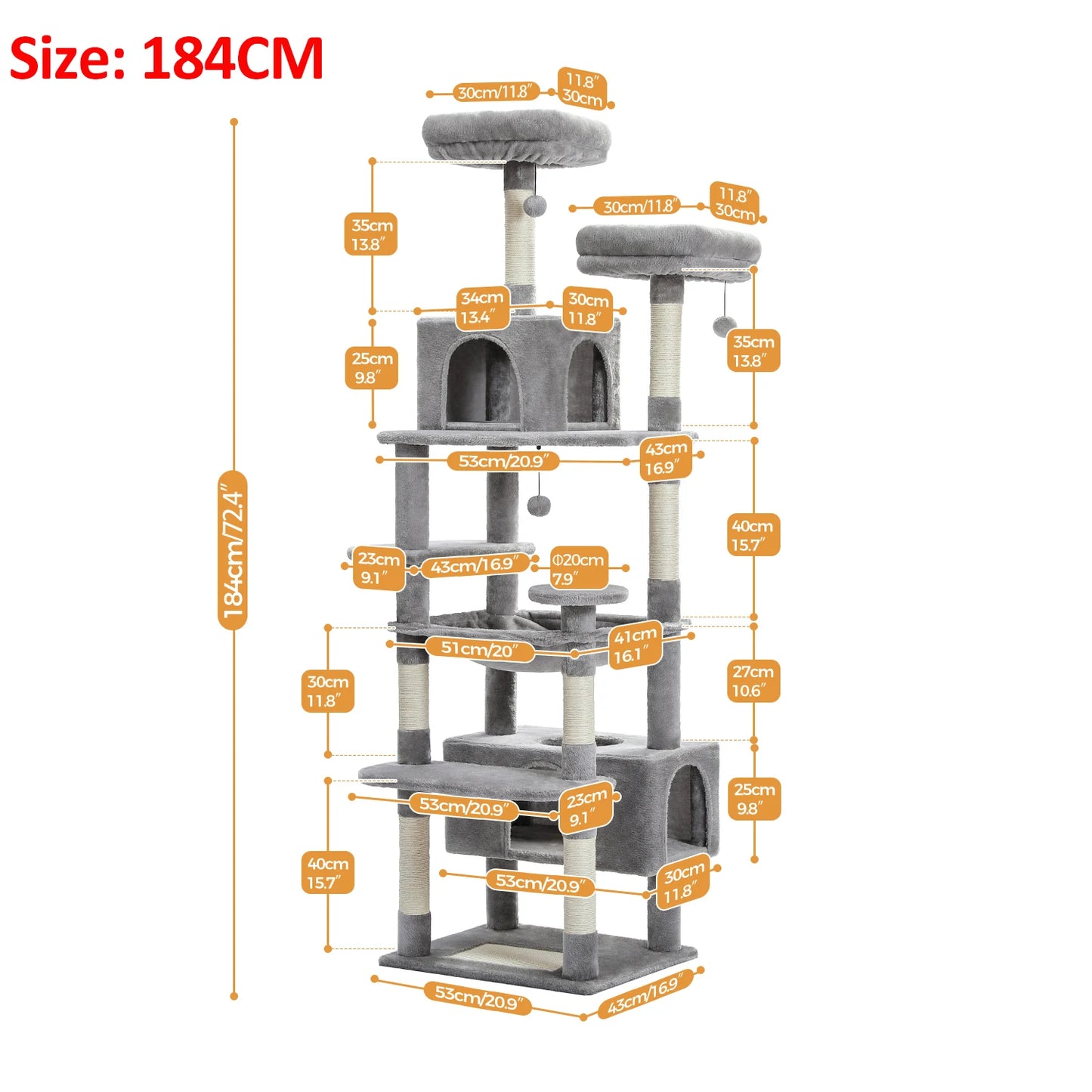 PAWZ Road Large Cat Tree and Tower for Indoor Cats with Scratching Posts and Spacious Hammock