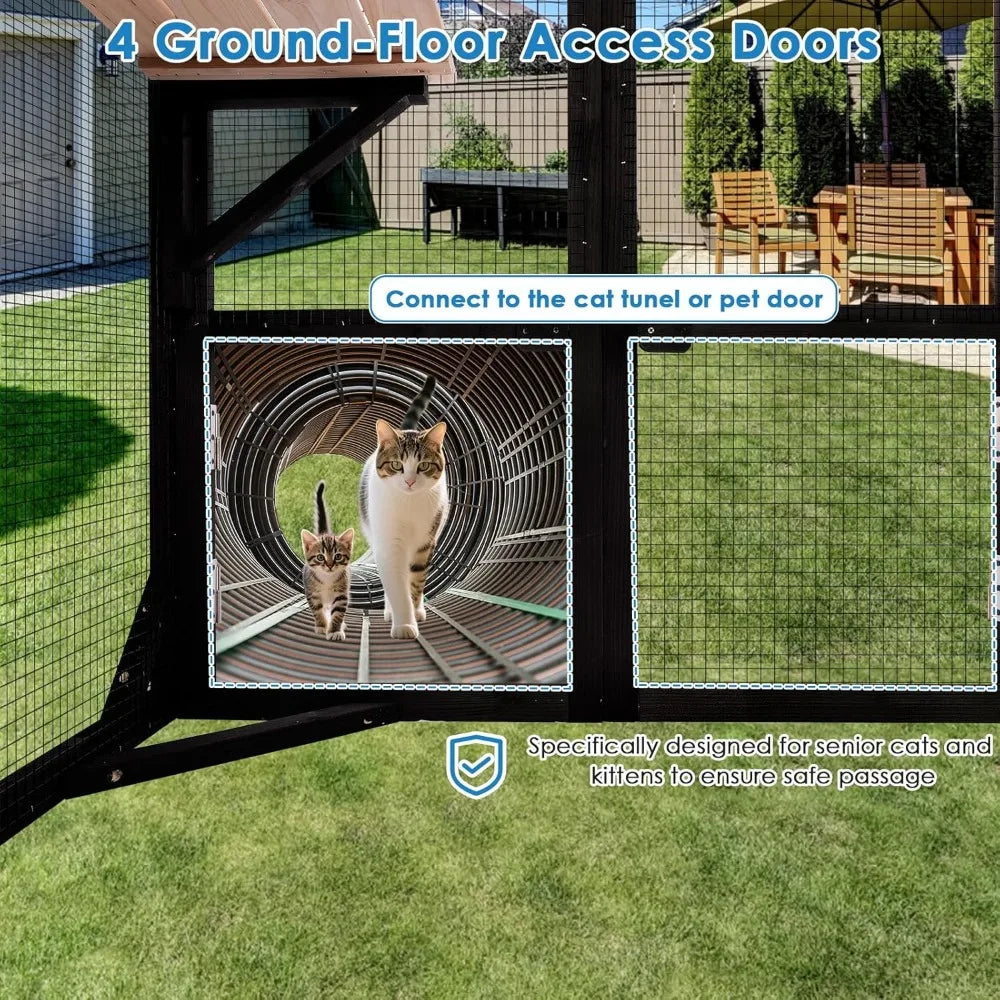 Large Outdoor Cat Catio Walk-in Enclosure for Multiple Cats