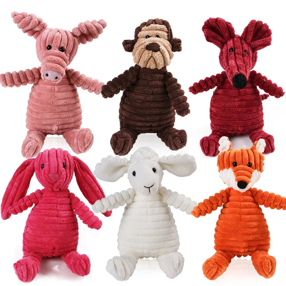 Corduroy Monkey Pig Plush Dog Toy for Molar Training and Fun