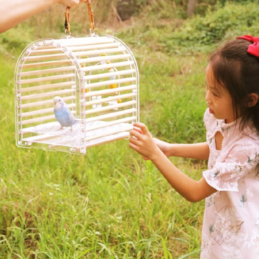 Flight Cage For Parrots Portable Transparent Bird Cage