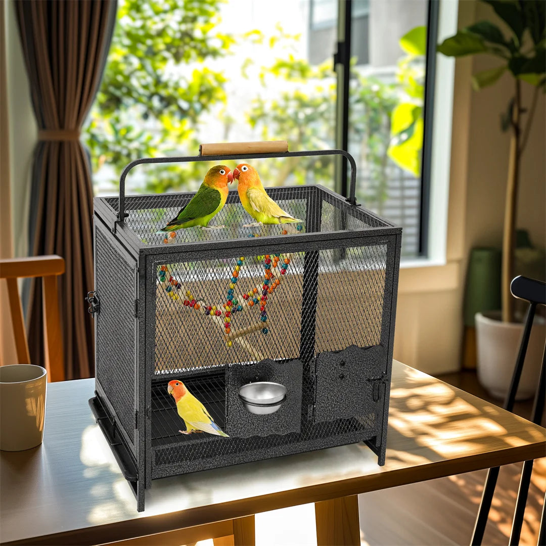 Portable Bird Cage Travel Carrier Playpen With Hammock Tray