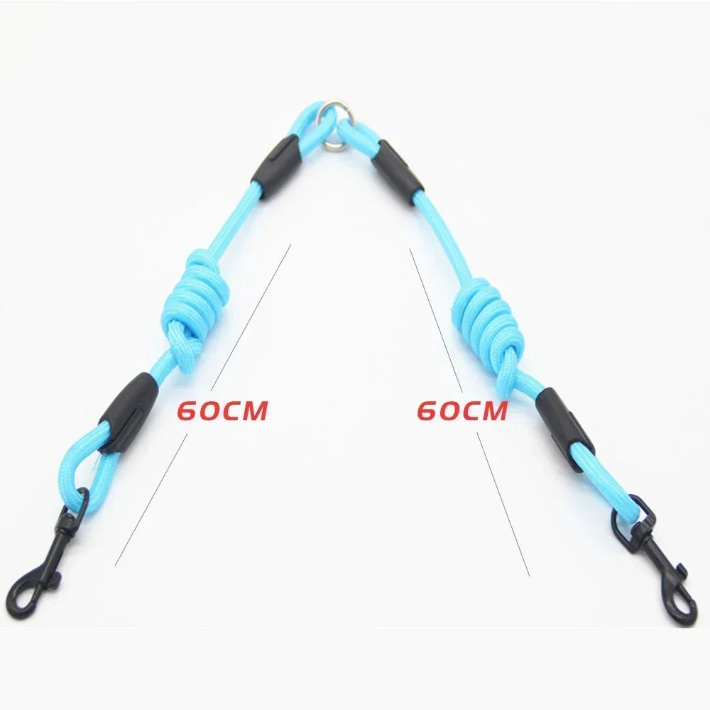 Double Dog Leash Coupler for Small Dogs Nylon Black Two Way Lead