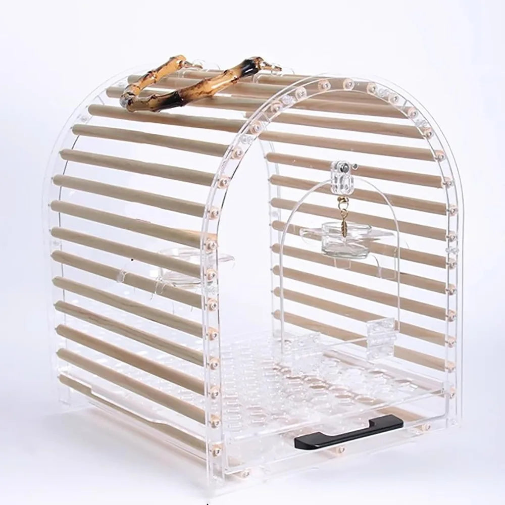 Flight Cage For Parrots Portable Transparent Bird Cage