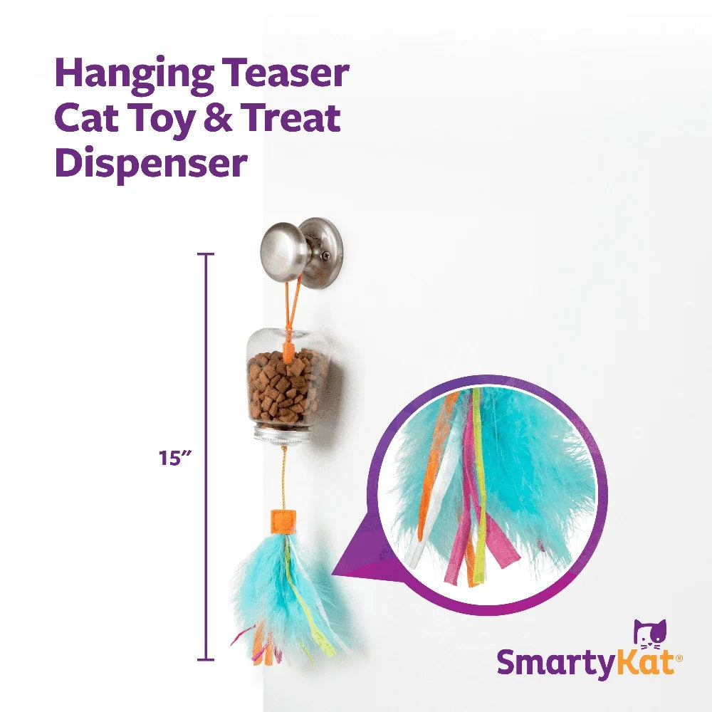 Interactive Cat Toy Treat Dispenser with Colorful Feathers