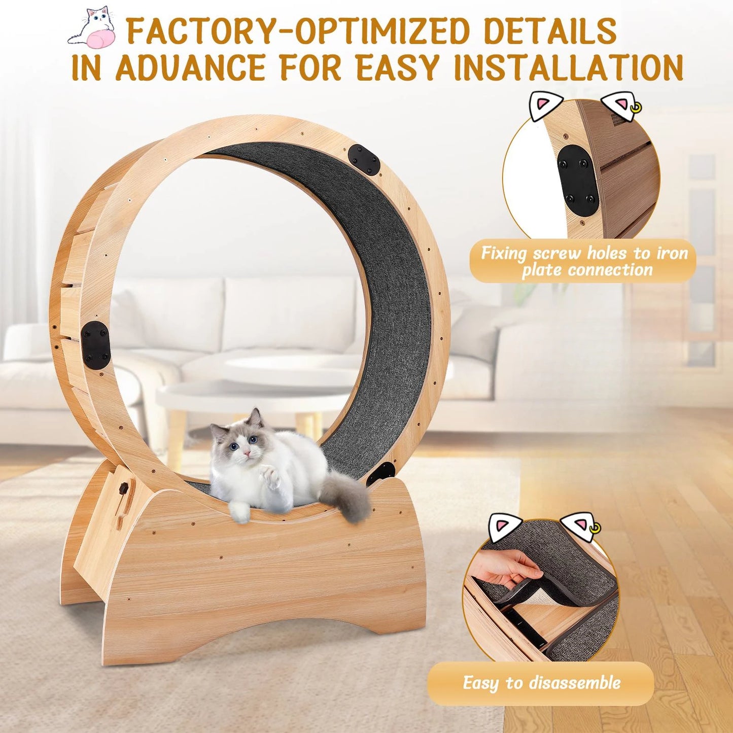 Wooden Cat Treadmill Exercise Roller for Fitness and Fun