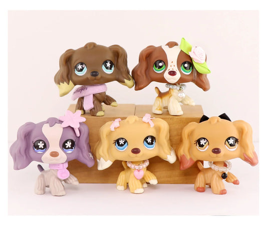 5PCS Mini Cocker Spaniel Vinyl Dolls with Accessories Set