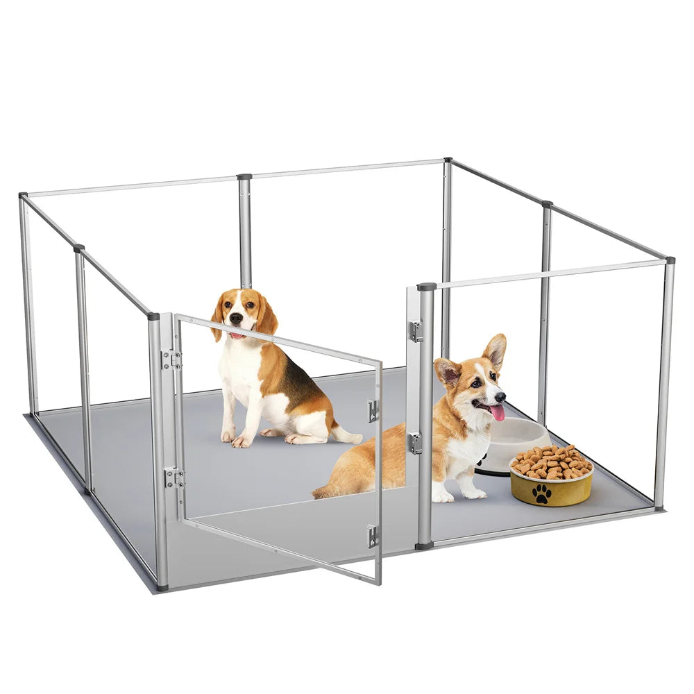 BORWARTH Acrylic Dog Playpen Enclosure For Pets Pad