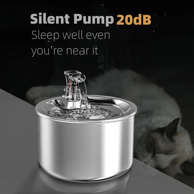 2L Fully Stainless Steel Pet Water Dispenser Automatic Cat Water Fountain with Sensor and Heater Option