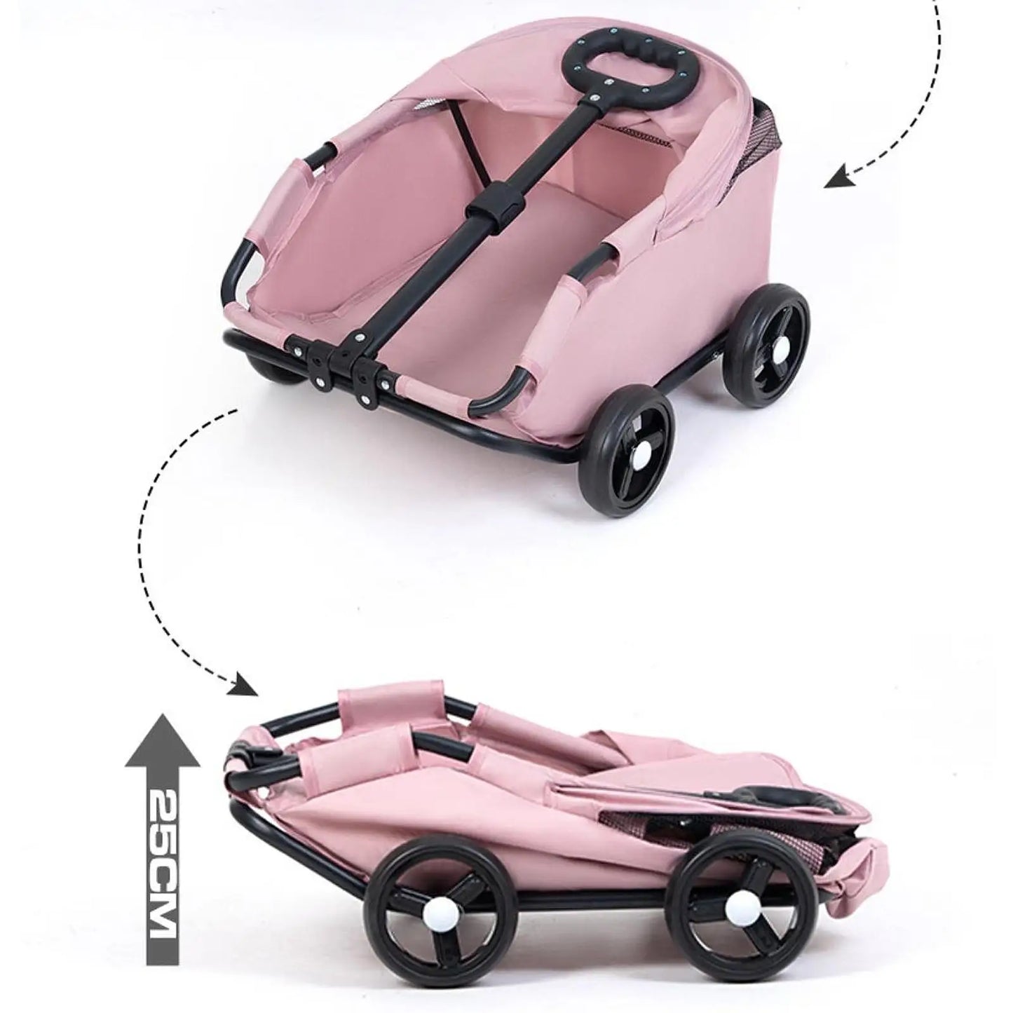 Pet Stroller With Sun Cover Breathable For Dogs Cats