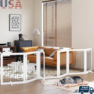 Hign-Concerned Extra Wide Six Panel Dog Gate Lockable Door - Front View