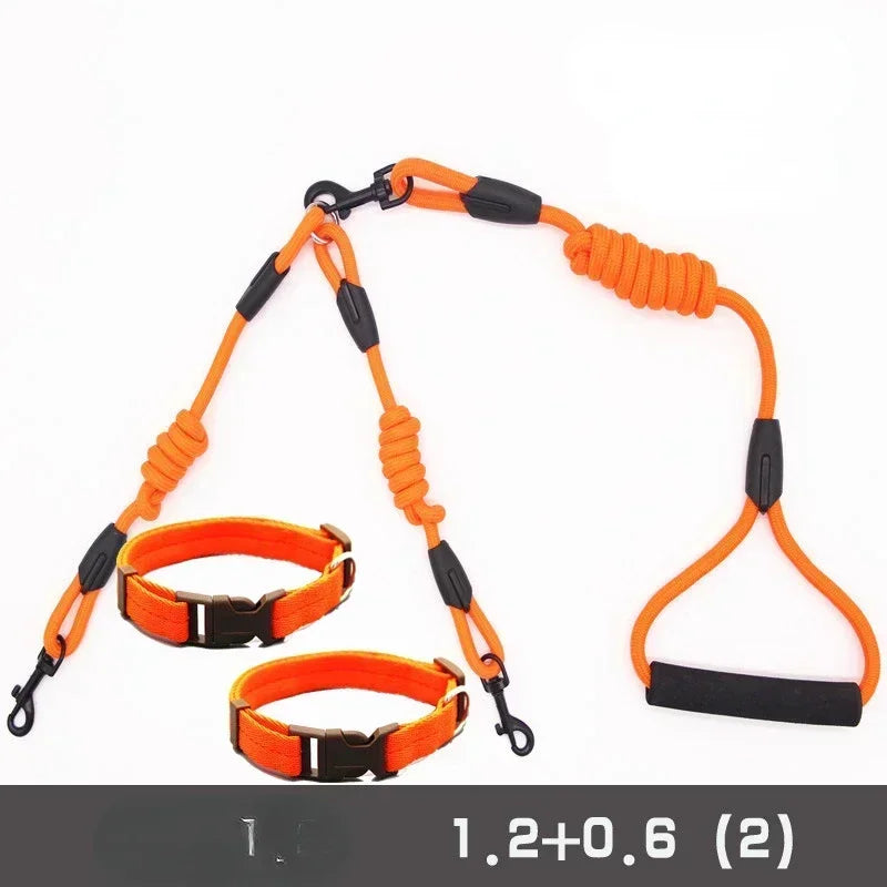 Double Dog Leash Coupler for Small Dogs Nylon Black Two Way Lead