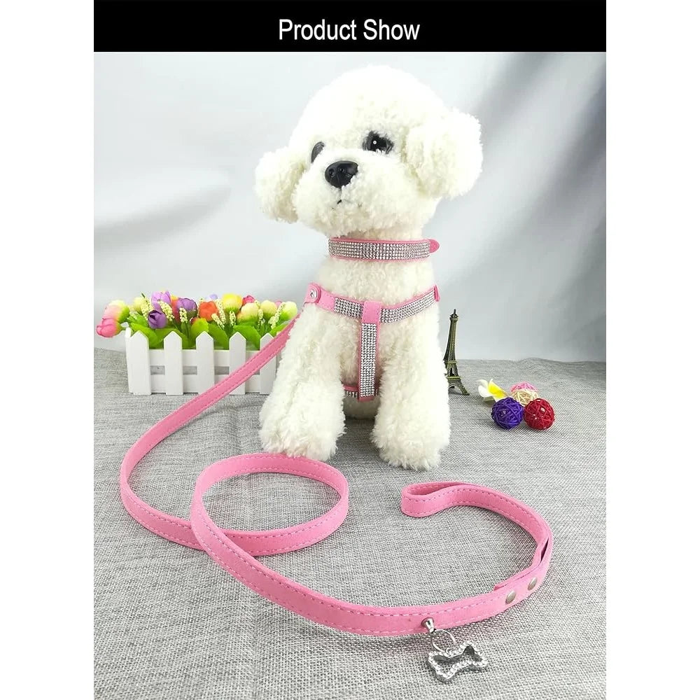 Comfortable Soft Dog Collar and Harness Set for Small Pets