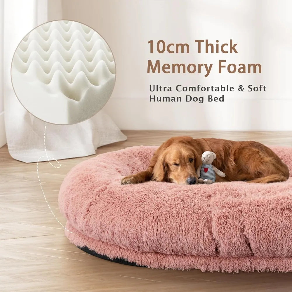 XMSJ Memory Foam Dog Bed With Plush Pillow And Blanket