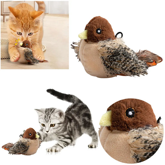 Interactive Flapping Bird Cat Toy Electric Plush Squeaky Fun