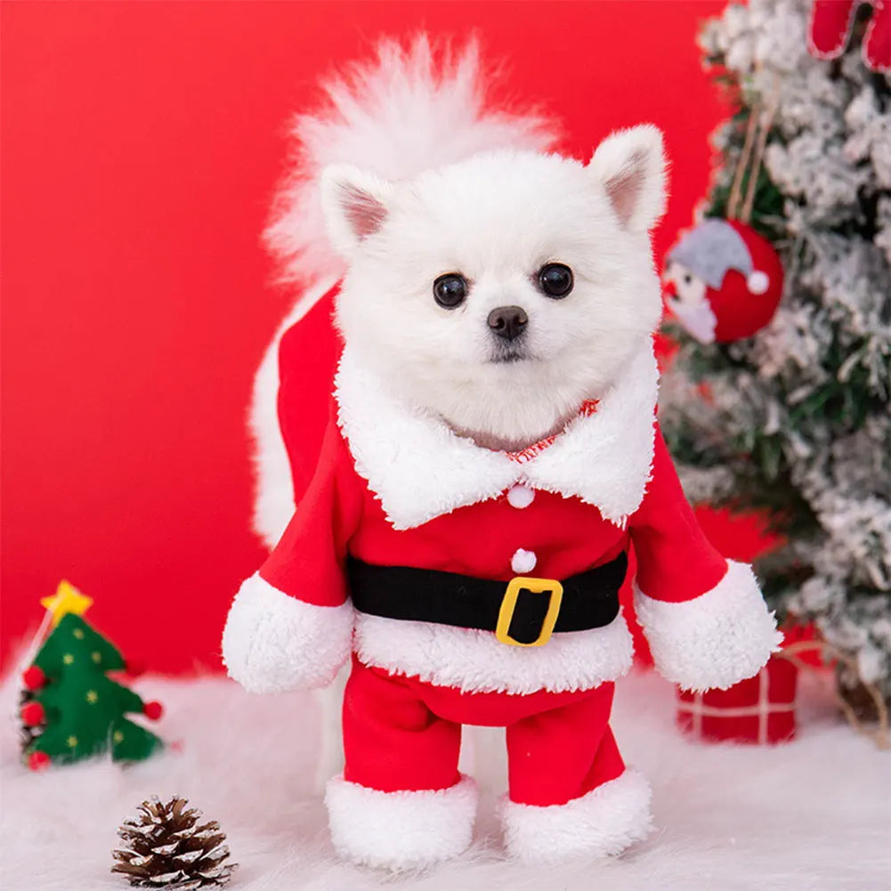 Santa Claus Costume for Dogs and Cats Holiday Pet Outfit
