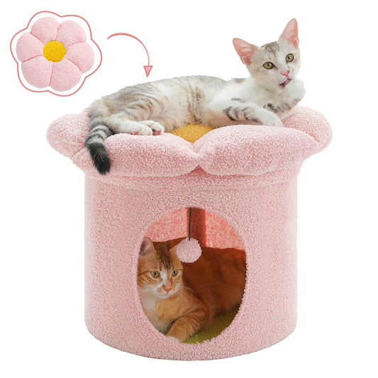 PAWZ Road Large Cat House with Removable Flower Bed Cute Cat Cave Hideaway Condo