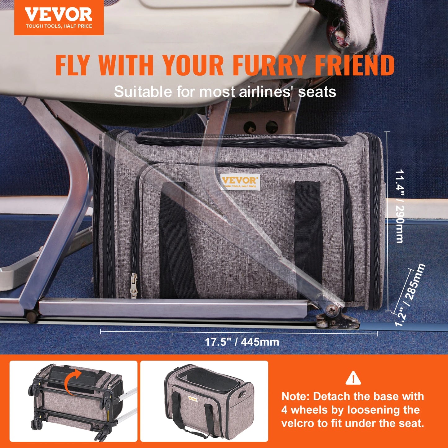 SucceBuy Cat Carrier Backpack With Telescopic Handle Wheels