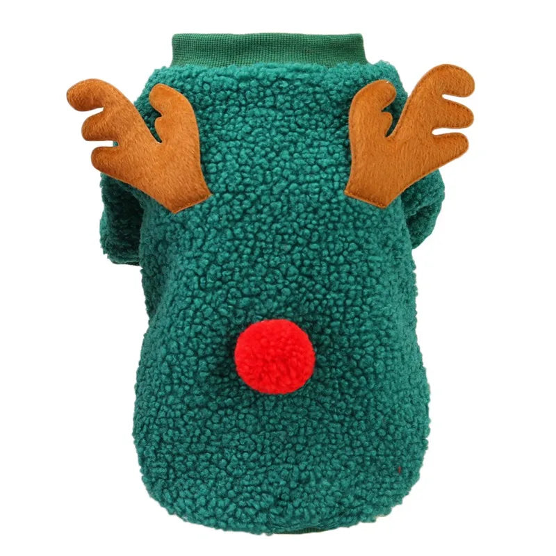 Autumn Winter Cute Christmas Dog Coat Grain Velvet Pet Sweater New Year Party Shirt Festival Clothing Outfit