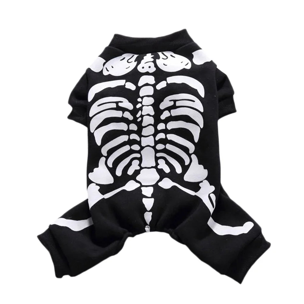 Skeleton Dog Costumes Halloween Pet Clothes Apparel for Puppies Small Medium Dogs and Cats Holiday Party Dressing Up Clothes